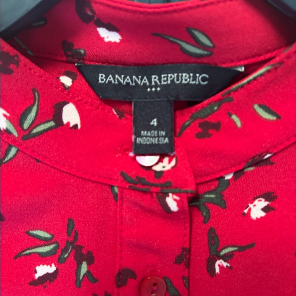 Banana Republic Factory Red Floral Dress